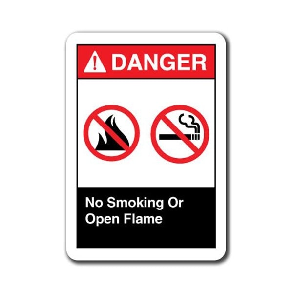 Signmission -No Smoking Or Open Flame 7inx10in Plastic Safety ansi osha, ANSI-710DS No Smoking Or Open Flame ANSI-710DS No Smoking Or Open Flame - main